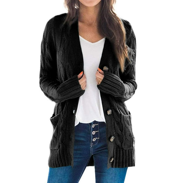 Women's Warm Winter Sweater Cardigan, Long Sleeve, Open Front