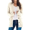 thumbnail image 1 of Women Winter Sweater Cardigan Long Sleeve Open Front Button Down Knitwear Coat With Pocket, 1 of 7