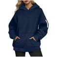 thumbnail image 1 of Women Winter Sweatshirt Casual Loose Solid Color Hoodies Warm Long Sleeve Running Pullover Sweatshirt Navy XL, 1 of 6
