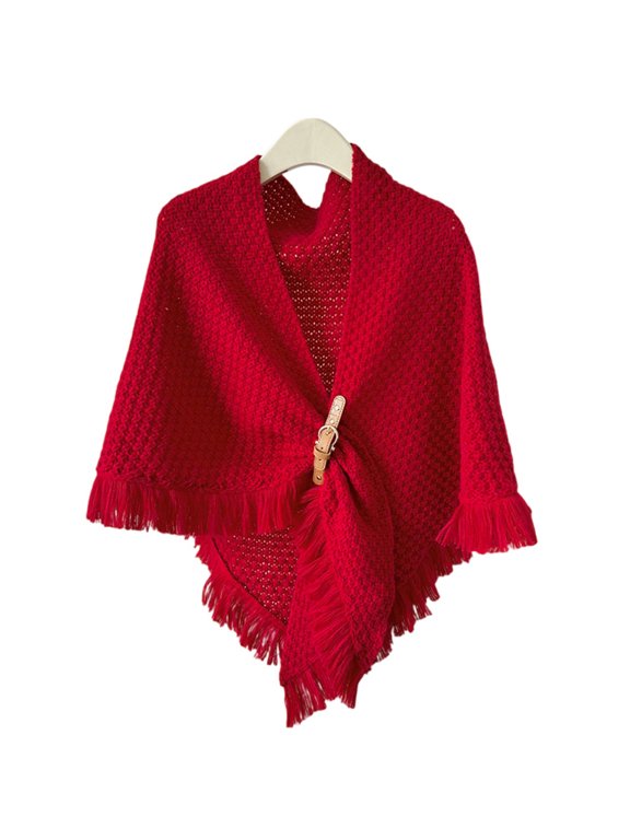 Women Winter Tassel Thick Knitted Shawl Wraps Open Front Cardigan Poncho Cape Soft Warm Oversized Blanket Scarf for Cold Weather Daily Travel Indoor Outdoor Use