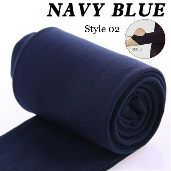 Women Winter Thermal Fluff Lined Leggings Stretch Slim Pants, 8 Colors NAVY BLUE STYLE 02