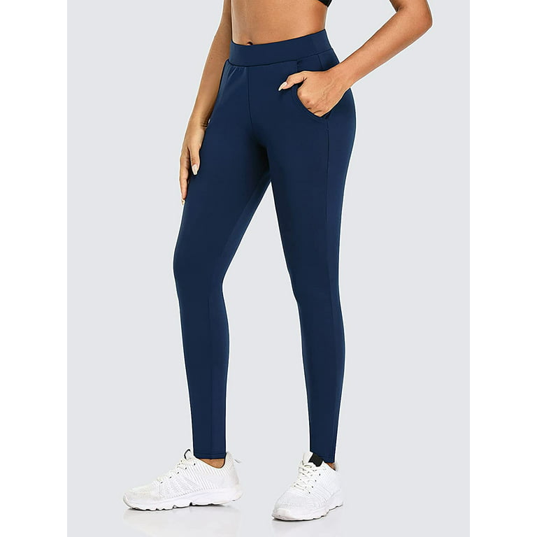 Women Winter Thermal Workout Yoga Pants with Pockets Fleece Lined Leggings
