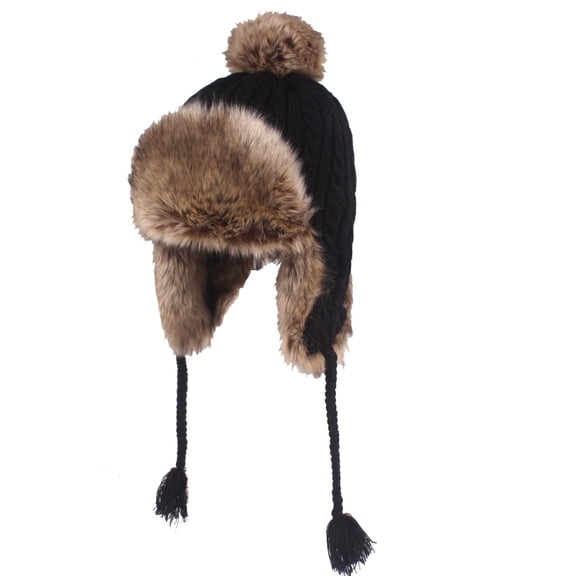 Women Winter Thick Warm Knitted Ski Beanie Cap Windproof Outdoor Earmuffs Hat