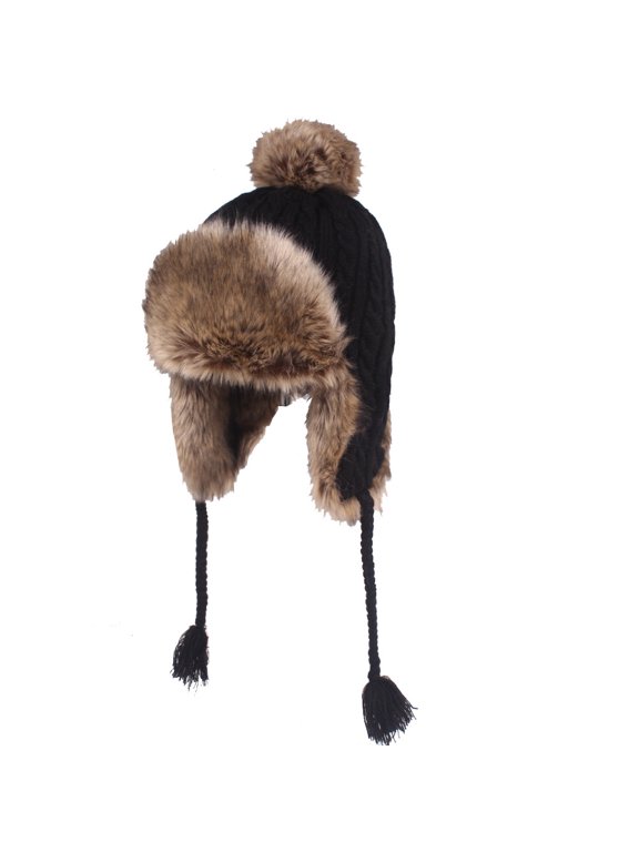 Women Winter Thick Warm Knitted Ski Beanie Cap Windproof Outdoor Earmuffs Hat