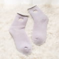 thumbnail image 1 of Women Winter Thickened Socks Warm Snow Footwear Mid Tube Solid Color Comfortable Daily Hosiery Purple, 1 of 3