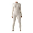 thumbnail image 1 of Women Winter Tight Jumpsuit Sport Yoga Workout Ribbed Zipper Long Sleeve Dance Training Fitness Yoga Suit, 1 of 4