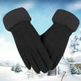 thumbnail image 2 of Men's & Women's Knit Touchscreen Gloves – Thermal, Stretchy, One Size – Black 2 of 4