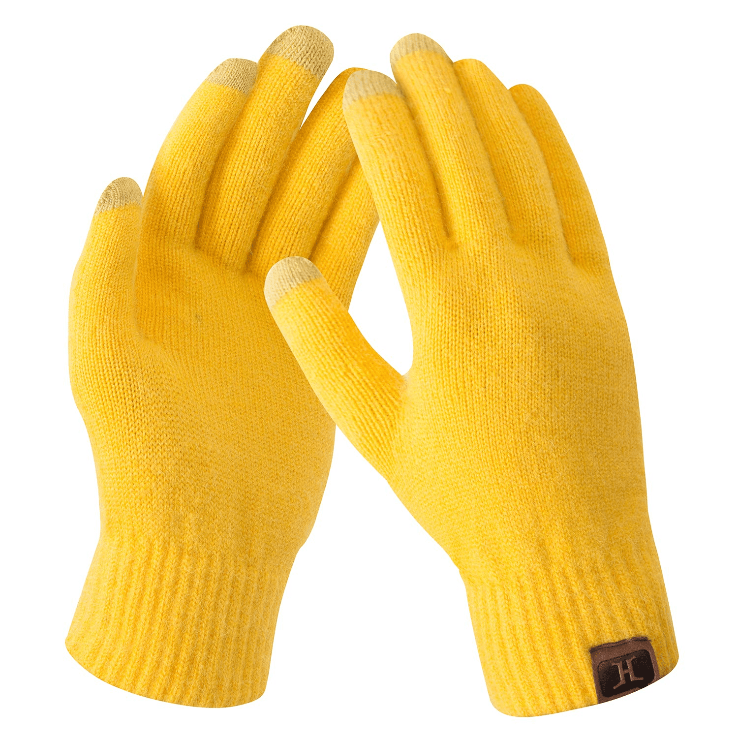Women Winter Touchscreen Stretch Thermal Magic Gloves Warm Wool Knitted  Thick Fleece Lined,Yellow 