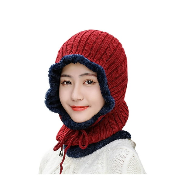 Women Winter Warm Beanie Hats One-Piece Slouchy Fleece Balaclavas Scarf Mask Thick Neck Warmer Ski Skull Cap
