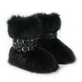 thumbnail image 1 of Women Winter Warm Fluffy Faux Fur Mid-Calf Snow Boots Y2K Non-slip Plush Short Boots with Belts, 1 of 1