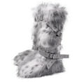 thumbnail image 1 of Women Winter Warm Fluffy Faux Mongolian Fur Knee High Snow Boots with Belt Rivets Girl's Style Flat Long Boots, 1 of 4