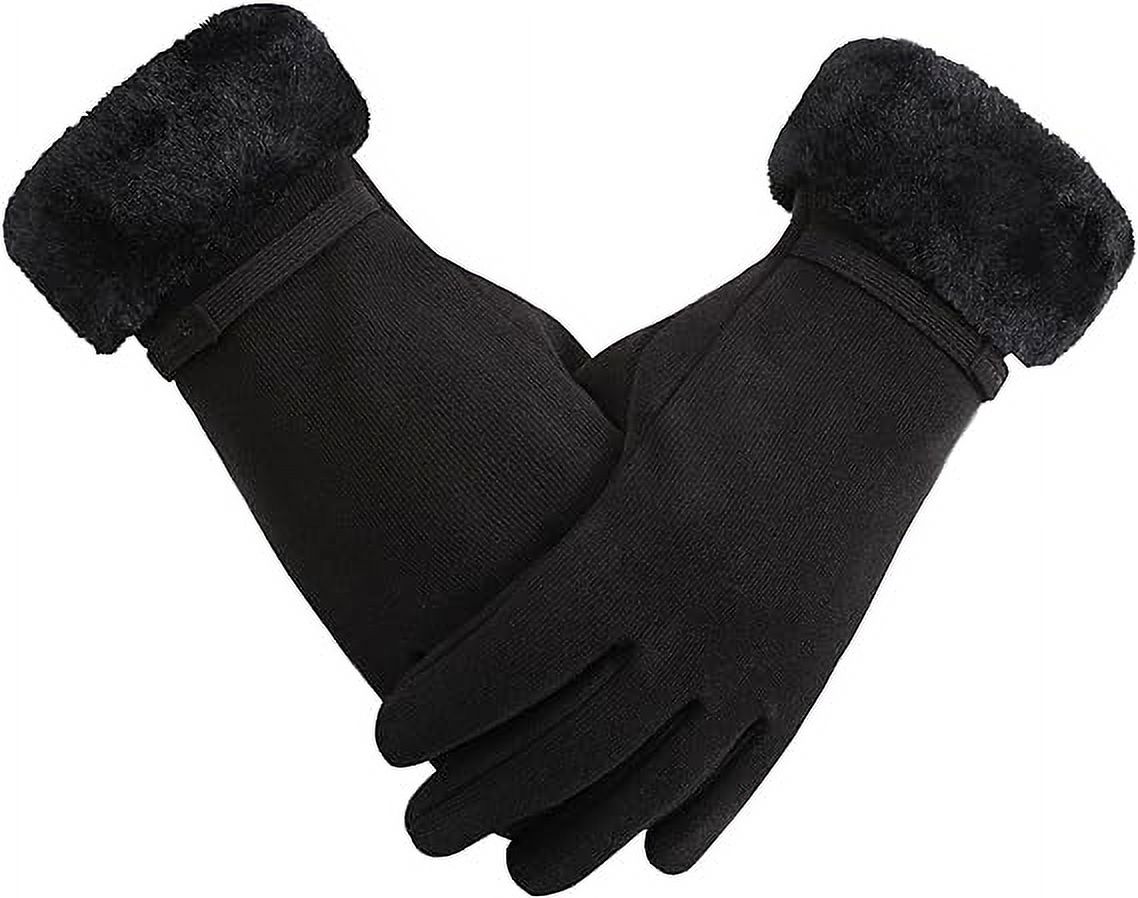 Women Winter Warm Gloves Lady Thermal Fleece Lined Outdoor Windproof