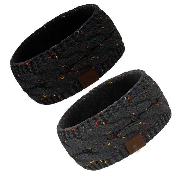 Women Winter Warm Headband Fuzzy Fleece Lined Thick Cable Knit Head Wrap Ear Warmer