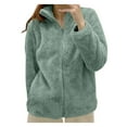 thumbnail image 1 of Women Winter Warm Jacket Outwear Zipper Lamb Coat Double Sided Velvet Stand Thicken Simple Coats,Women's Solid Color Jacket Collar Zip Up Cozy Outerwear, 1 of 3