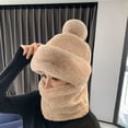 thumbnail image 1 of Women Winter Warm Knit Earflap Hat Scarf Set Elastic add Beanie with Neck Scarf Women Casual Skull Cap Thin Light Beanie with Ribbed Hem Wear under Bike Helmet Hat, 1 of 5