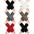 thumbnail image 1 of Women Winter Warm Knit Fingerless Gloves Hand Crochet Thumbhole Arm Warmers Mittens, 1 of 7