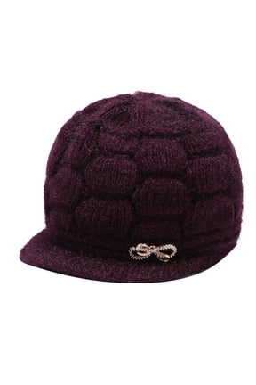 Women Winter Warm Knit Hat Wool Snow Ski Caps With Visor Ladies French Hat Tame Hats Rainbow Sequin Leather for Women Stretch Wool Hat Knitted Women Holiday Women French Style Hats Artist Smock Teen