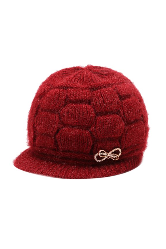 Women Winter Warm Knit Hat Wool Snow Ski Caps With Visor