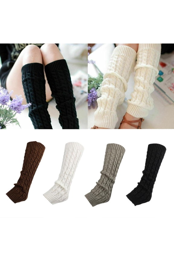 Women Winter Warm Knit High Knee Leg Warmers Crochet Leggings Boot Socks Slouch