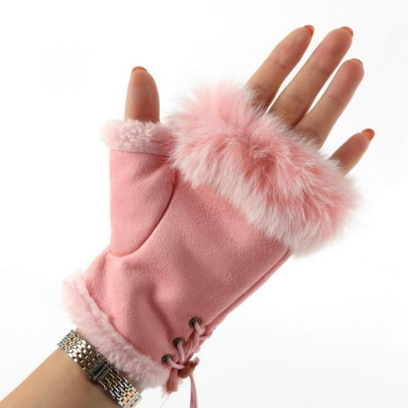 Women Winter Warm Knitted Fingerless Half Finger Gloves Mittens Gifts