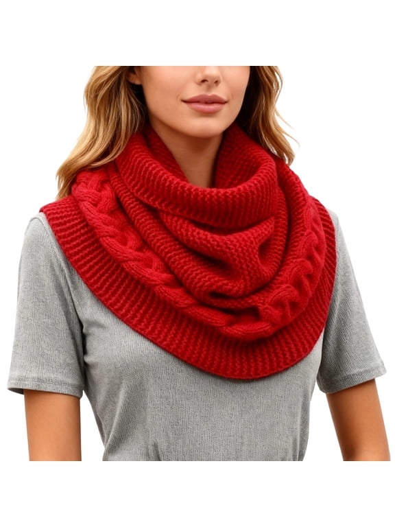 Women Winter Warm Neck Gaiter Solid Knitted Scarf Double Layer Cold Proof Riding Neck Warmer