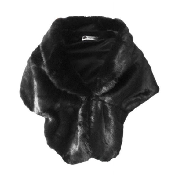 Women Winter Warm Outwear Clothes Faux Fur Long Shawl Coat Bridal Wedding Stole Wrap Shrug Scarf Top