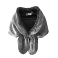 thumbnail image 1 of Women Winter Warm Outwear Clothes Faux Fur Long Shawl Coat Bridal Wedding Stole Wrap Shrug Scarf Top, 1 of 6