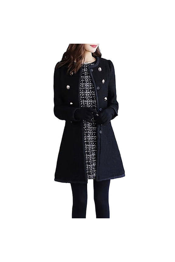 Women Winter Warm Outwear Wool Lapel Trench ParkaCoat Jacket Overcoat StylsihWi