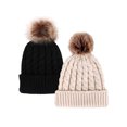thumbnail image 1 of Women Winter Warm Pompom Knitted Beanie Hat 2 Pcs, 1 of 3