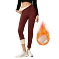 thumbnail image 1 of Women Winter Warm Thick Leggings Fleece Lined Stretchy Soft Thermal Sherpa Pants High Waist Tights Wine L, 1 of 5