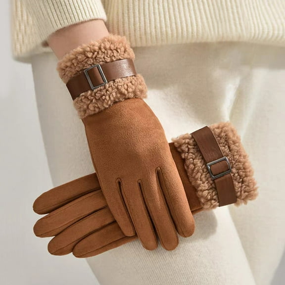 Women Winter Warm Touch Screen Soft Windproof Lined Thick Gloves for Snow Skiing in Clod Weather