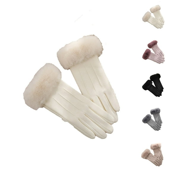 Women Winter Windproof Plush Touch Screen Warm Gloves with Thick Velvet Outdoor Sport Cold Weather Cycling Driving Skiing Gloves for Women