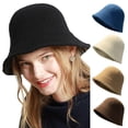 thumbnail image 1 of Women Winter Wool Felt Bucket Hat Vintage Warm Felt Cloche Bowler Hat with Short Brim, 1 of 6