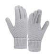 thumbnail image 1 of Women Winter Wool Warm Gloves Solid Color Fleece Knitted Cold Proof Gloves, 1 of 3
