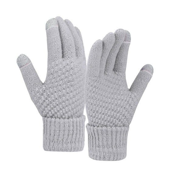 Women Winter Wool Warm Gloves Solid Color Fleece Knitted Cold Proof Gloves