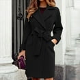 thumbnail image 1 of Women Winter Wrap Peacoat Casual Open Front Lapel Belted Long Sleeve Trench Coats Elegant Solid Lounge Overcoat Outwear, 1 of 5