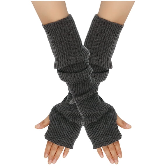 Women Winter Wrist Arm Warmer Solid Knitted Long Fingerless Gloves Mitten Comfy Workout Gym Thermal Safety Gloves for Driving Cycling Running Hiking Skiing
