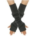 thumbnail image 1 of Women Winter Wrist Arm Warmer Solid ted Long Fingerless Gloves Mitten Dark Gray Size, 1 of 4