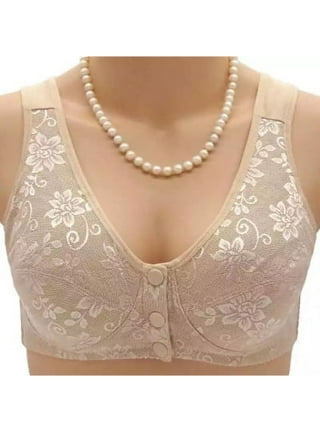 Front Closure Bras for Older Women,Daisy Bra for Seniors Front Closure,Comfortable  Convenient Front Snap Bra Wirefree Unlined Full Coverage Cotton Sports Bras  Old Women Elderly Running Bras Apricot at  Women's Clothing