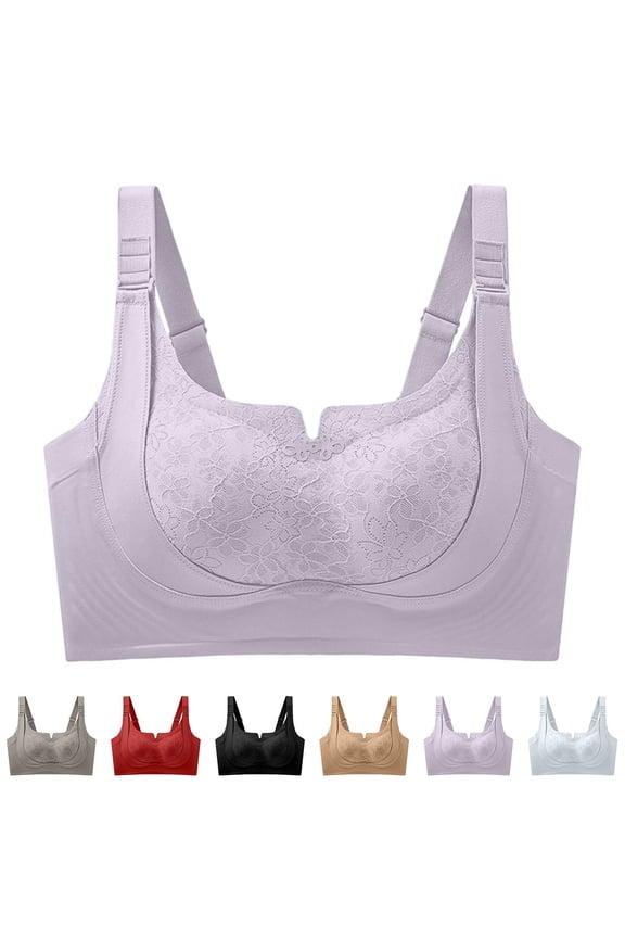 Women Wireless Shaping Bra Smooth Comfort Lift Bust Full Coverage Geralin Bra Supportive Lifter Bras Grey XXXL