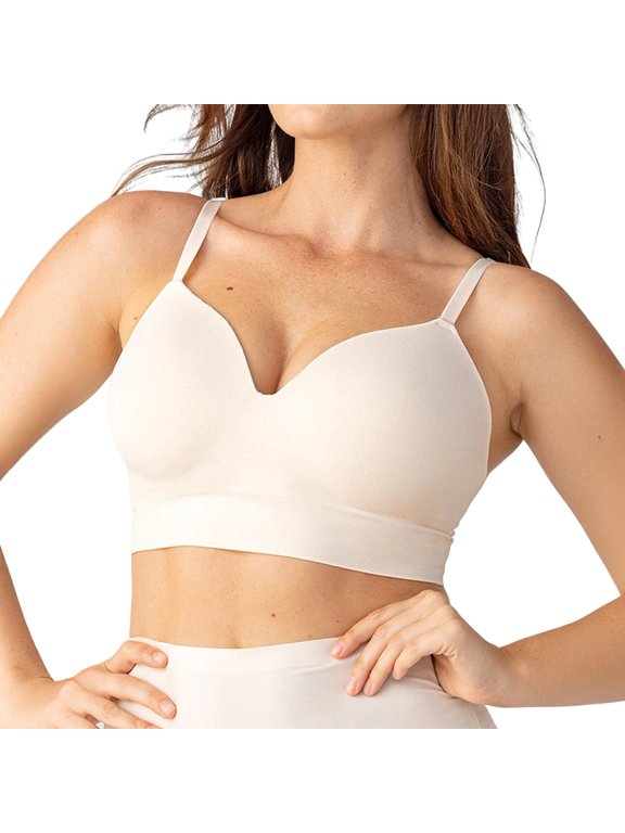 Women Wireless Triangle Bralette No Underwire Seamless Push Up Bra Invisible Plunge V Neck Everyday Bra