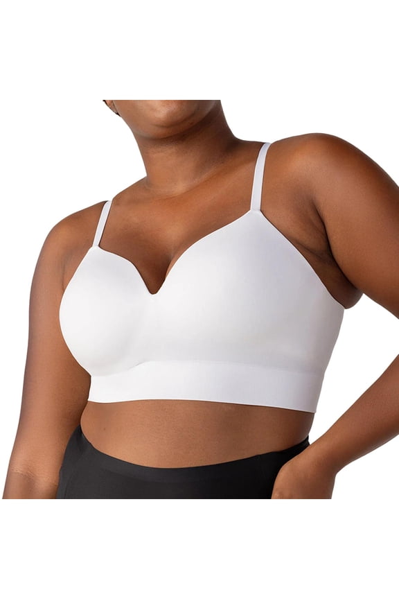 Women Wireless Triangle Bralette No Underwire Seamless Push Up Bra Invisible Plunge V Neck Everyday Bra