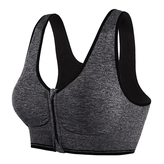 Women Wireless Yoga Sports Bras Training Stretch Tank Top High Impact Padded Bra Front Zipper Closure (Size M)
