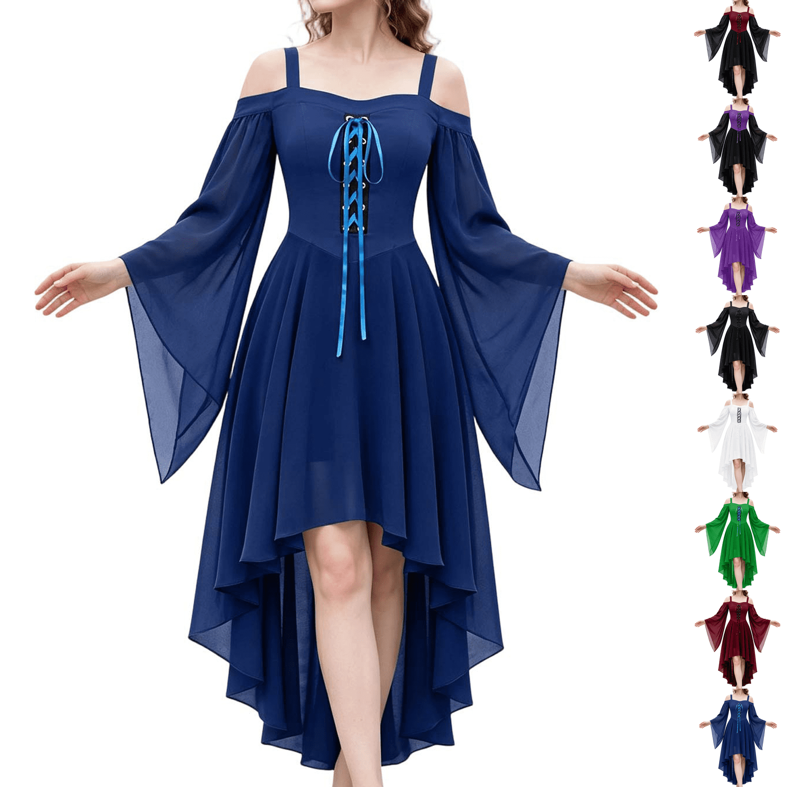 Women Witch Dress Halloween Costumes Woman 2026 Renaissance Medieval Vampire Butterfly Sleeve Mesh Gothic Outfit Wine 3XL
