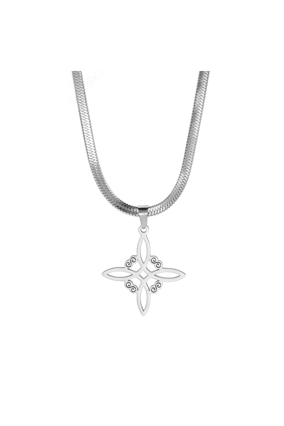 Women Witch Knot Necklace Stainless Steel Snake Chain Choker Amulet Witchcraft