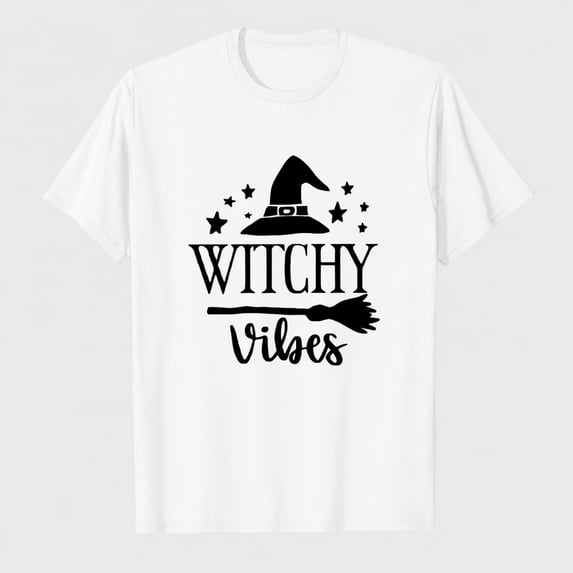 Women Witchy Vibes Shirt Halloween Basic Witch Magic Tee