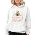thumbnail image 1 of Women's 2026 New Year Disco Ball Fireworks Happy Theme Graphic Casual Tee T Shirt Top Hooded long-sleeved White S-2XL, 1 of 6