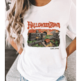thumbnail image 1 of Women , Women 's Funny Halloween T-Shirt - Halloweentown Print锛孋asual Short Sleeve, Round Neck, Breathable Spooky Castle & Pumpkin Design锛孡oose锛宑otton锛寃hite锛孲-5XL, 1 of 4