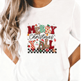 thumbnail image 1 of Women Women 's Graphic Tee T-Shirt Merry Christmas Yall Plaid Leopard Print Top Short Sleeve Round Neck White S-5XL, 1 of 4