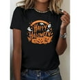 thumbnail image 1 of Women Women s Halloween Pumpkin Graphic Tee Festive T Shirt Tops Short Sleeve Round Neck Black S-5XL, 1 of 5
